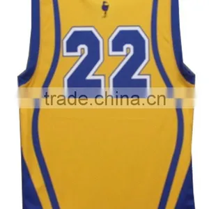Reversible Yellow and Blue Basketball Jersey With Custom Logo thumbnail-2