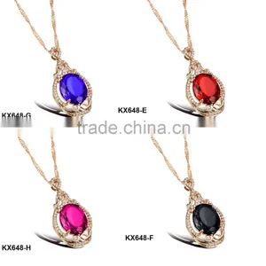 Wholesale Fashion Jewelry 18k Gold Plated Glass Stone Pendant With Ruby thumbnail-2