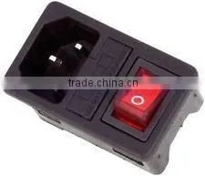 IEC320 C14 Red Light Rocker Switch Fused Fuse Inlet Male Connector Plug AC-010 thumbnail-1