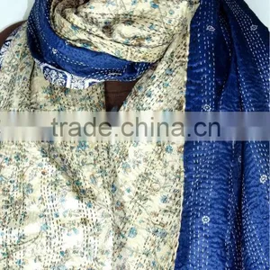 Handmade Silk Kantha Reversible Silk Stoles thumbnail-1