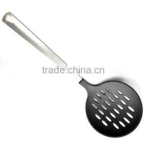 Food Grade Nylon Plastic Frying Spoon in Steel Handle thumbnail-1