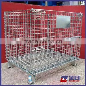Foldable Warehouse Industrial Storage Heavy Duty Galvanized Wire Cage thumbnail-1