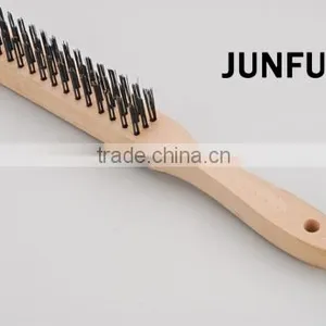 Different Rows Wooden Handle Black Steel Wire Brush thumbnail-3
