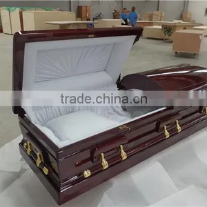 Cheap Europe Wood Coffin With Pillow thumbnail-1