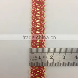 Golden Metallic Thread Tinsel Pretty Decorative Red Braid Trimming thumbnail-1