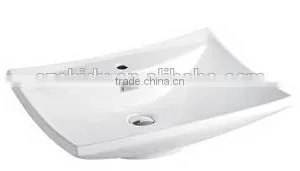 White Color Porcelain Hand Basin Hotel Ceramic Material of Oval Basin thumbnail-1
