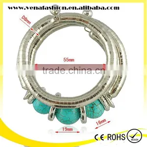 Turquoise Bead Adjustable European 3 Three Layer Bracelet thumbnail-4