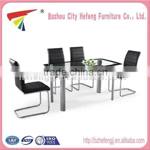2015 Hot Sale Fashion Black Luxury Glass Dining Table Set thumbnail-1