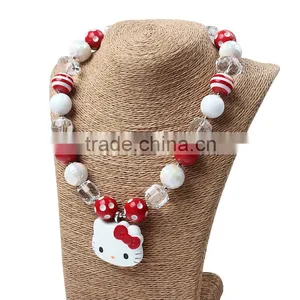 Personalized Hot Sale Red and White Necklace With Hello Kitty Doll Baby Girl Doll Necklace With Hairband thumbnail-4