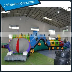 Outdoor Commercial Big Train Inflatable Obstacle Courses / Giant Inflatable Train Bouncer thumbnail-1