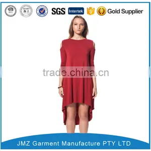 Casual Cotton Long Sleeve Woman Red One-piece Dresses thumbnail-1
