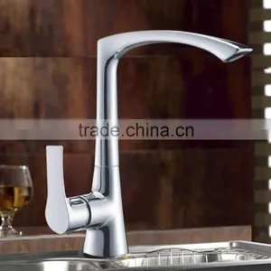 Contemporary Sink Mounted Flexible Kitchen Brass Faucet thumbnail-1