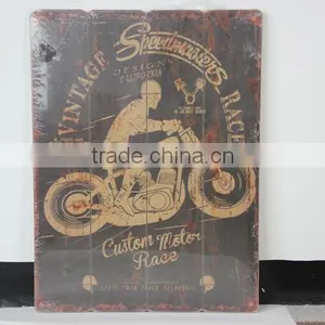 Vintage Wooden Wall Painting Hanging Decor thumbnail-1