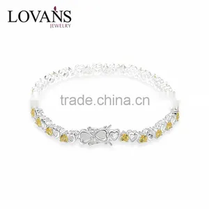 925 Sterling Silver Yellow CZ Infinity Heart Bracelet Wholesale BR005 thumbnail-1