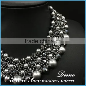 New Hot European Retro Alloy Beaded Waved Silver Plated Necklaces for Sale thumbnail-3