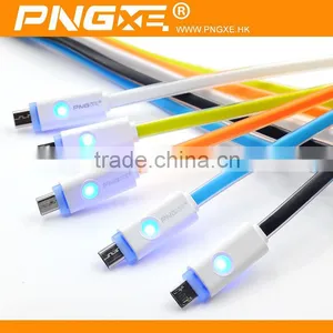 New Design Noodle 1m Flat Micro Usb Cable With Led Light for Cell Phone thumbnail-4