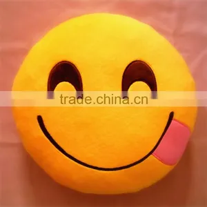 Home Office Car Decorative Pillow Custom Emoji Stuffed Plush Soft Toy Round Pillow for Sale thumbnail-1