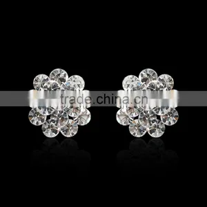 Fashionable Flower Shape Silver Color Cubic Zircon Stud Earring Valentine's Gift for Her thumbnail-2