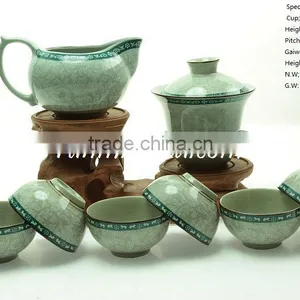 Tang Cao(Tang Dynasty Flower Design) Teaware Sets- 1 Gaiwan, 1Pitcher & 6 Cups thumbnail-1
