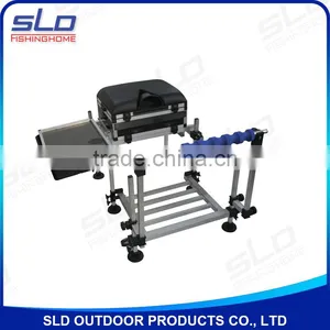 Aluminum Fishing Seat Box With Drawers With Footplate With Rod Rest With Side Tray thumbnail-1