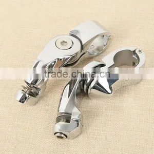 Universal 32mm 1.25" Chrome Short Angled Adjustable Highway Peg Mount Kit thumbnail-6