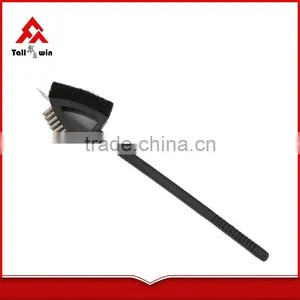 Plastic Handle BBQ Double-side Grill Cleaning Brush With Scraper thumbnail-1