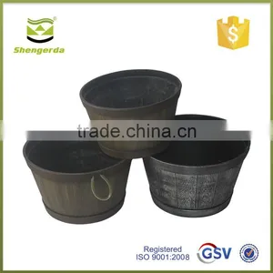 15" Stout Barrel Planter , Wooden Flower Pot,plastic Painted Flower Pots Wholesale thumbnail-2