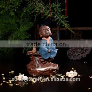 Little Monk Statue Ceramic Back Flow Incense Burners Wholesale thumbnail-3