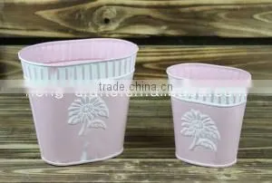 Garden Pink Vintage Painting Decorative Metal Planters thumbnail-1
