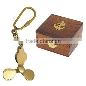 Ship Propeller Key Chain Made in Brass With Wooden Box thumbnail-1