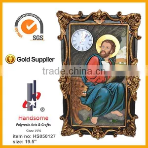 19'' Polyresin Christian Jesus Statue Wall Clock thumbnail-1