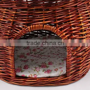 Cheap Luxury Round House Rattan Cat House With Cotton Mat thumbnail-5