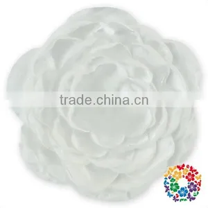 In Stock 9 Colors Wholesale Fashion Cute Decoration Handmade Hair Wedding Flowers 4" Burned Satin Layered Flowers thumbnail-6