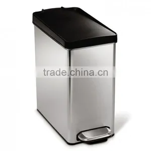 Rectangle Stainless Steel Foot Pedal Trash Can With Plastic Lid thumbnail-1
