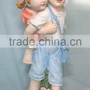 Garden Decor Reading Boy and Girl Fiberglass Statue thumbnail-2