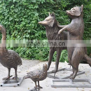 Garden Casting Brass Small Fox Statue for Sale thumbnail-1