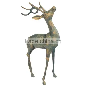 Hot Sale Christmas Home Decor Metal Crafts Bronze Life Size Deer Statues thumbnail-6