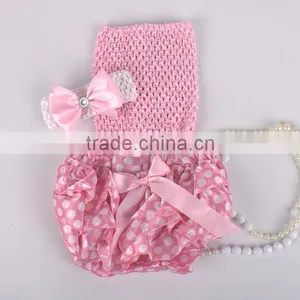 2015 Adorable Baby Diaper and Crochet Tube Top3 Sets , Satin Baby Bloomers, Baby Ruffle Bloomers thumbnail-5