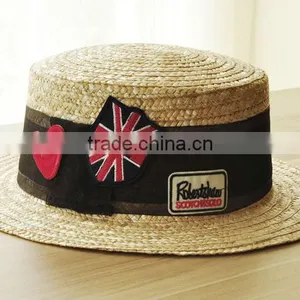 Summer Fashion Custom Union Jack Flag Embroidery Straw Bowler Hats China Factory thumbnail-1