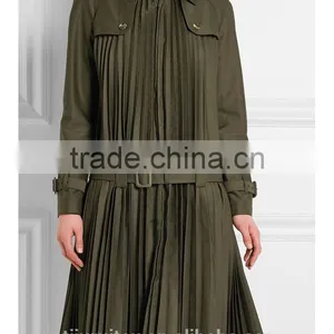 Women Pleated Overcoat/overwear,women Slim Skirted Dress, thumbnail-1