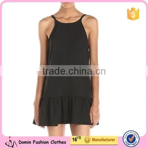 Women's Flounced Bottom Adjustable Cross Back Straps Tank Dress thumbnail-1