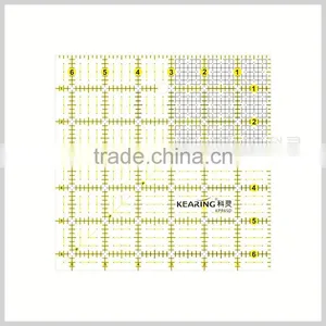 Kearing China Factory Direct Sell Transparent Plastic Patchwork Acrylic Ruler ( 6.5'' * 6.5'' ) & Quilt Sew Ruler # KPR65D thumbnail-2