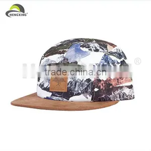 Tie Dyed Lether Strap Floral Blank Wholesale Custom 5 Panel Hats thumbnail-1