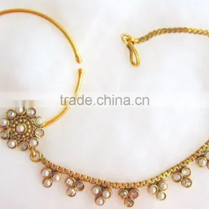 Big HOOP NATH Press NOSE RING GOLD PLATED thumbnail-1
