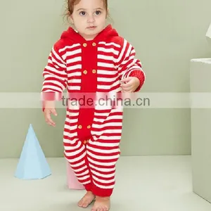 Top Selling Baby Kids Warm Winter Fleece Knitted Hooded Cotton Romper thumbnail-1