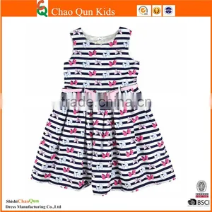 New Classic Stripes Muti-layers Summer Latest Fashion Dresses With Bow Print thumbnail-1