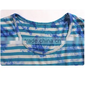 Young Girls Popular Good Sale Short Sleeve Splash-ink Colorful Striped Dress Shirt thumbnail-3
