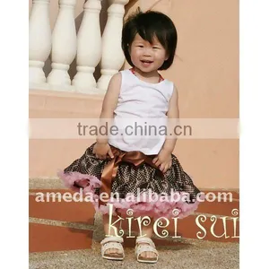 Brown Polka Dots With Light Pink Ruffles Pettiskirt WSZ16 WSZ16 thumbnail-1