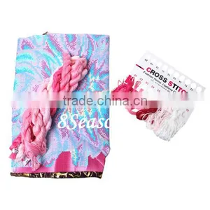 Top Quality Flower Pattern Cotton Embroidery Needlework DIY Cross Stitch Square Throw Pillow thumbnail-3