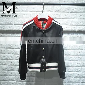Fashion Sheep Leather Coat Ladies Long Sleeve Warm Italian Leather Coats thumbnail-6